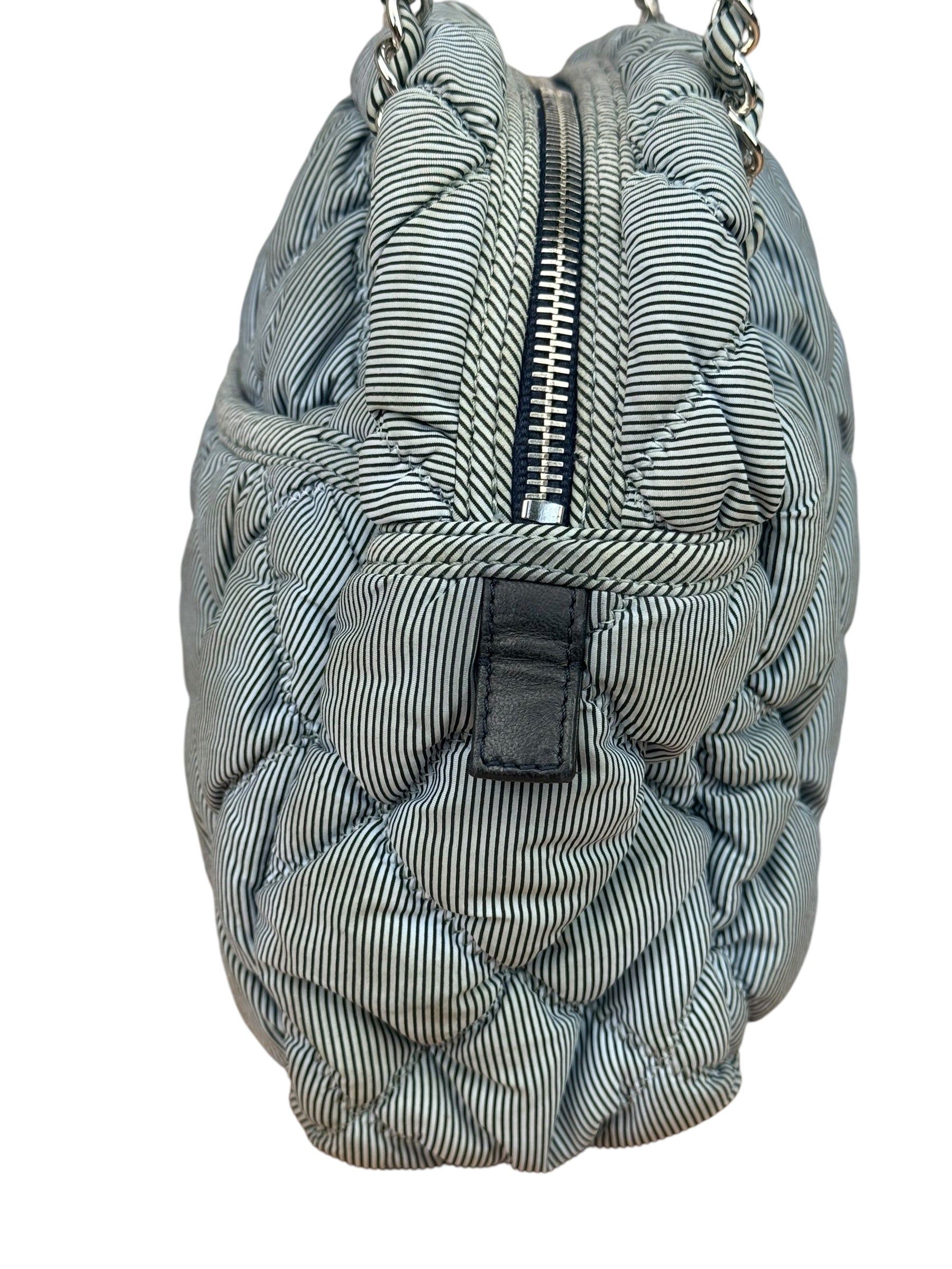 Chanel Grey/Black Quilted Nylon Bubble Shoulder Bag 2009