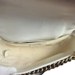 Chanel Vintage White Leather Braided Boy Shoulder Bag 1989