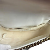 Chanel Vintage White Leather Braided Boy Shoulder Bag 1989
