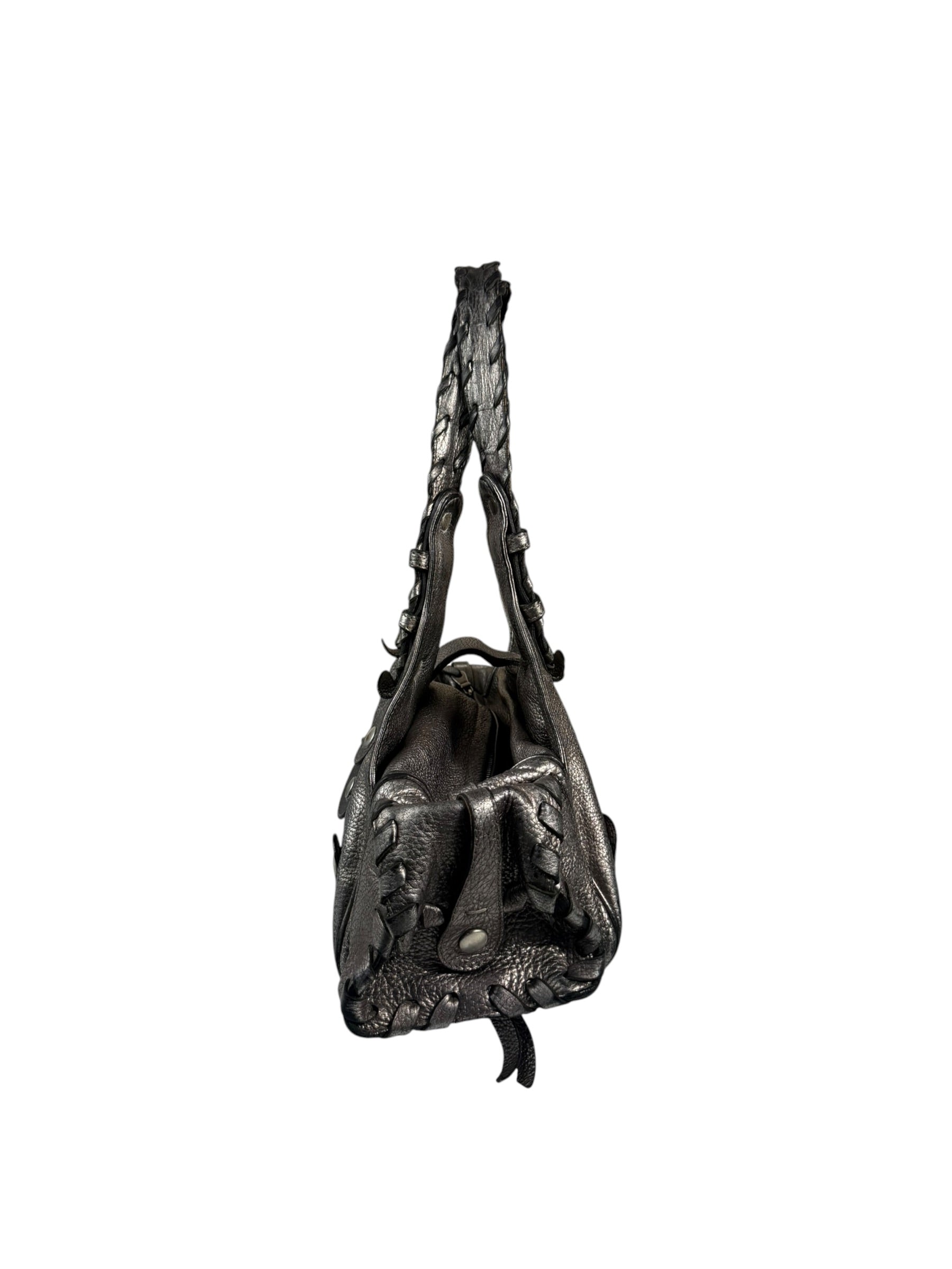 Chloe Metallic Silver Silverado Handbag