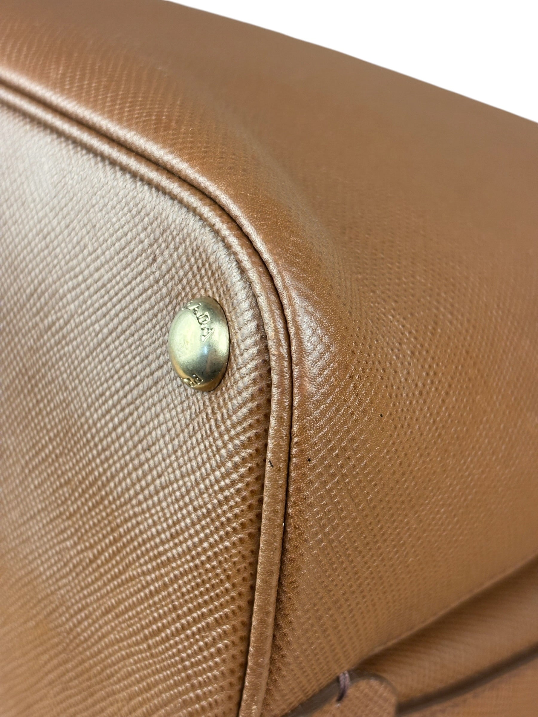 Prada Vintage Brown Leather Top Handle Bag