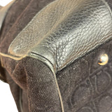 Salvatore Ferragamo Black Leather Trim Gancini Monogram Canvas Shoulder Bag