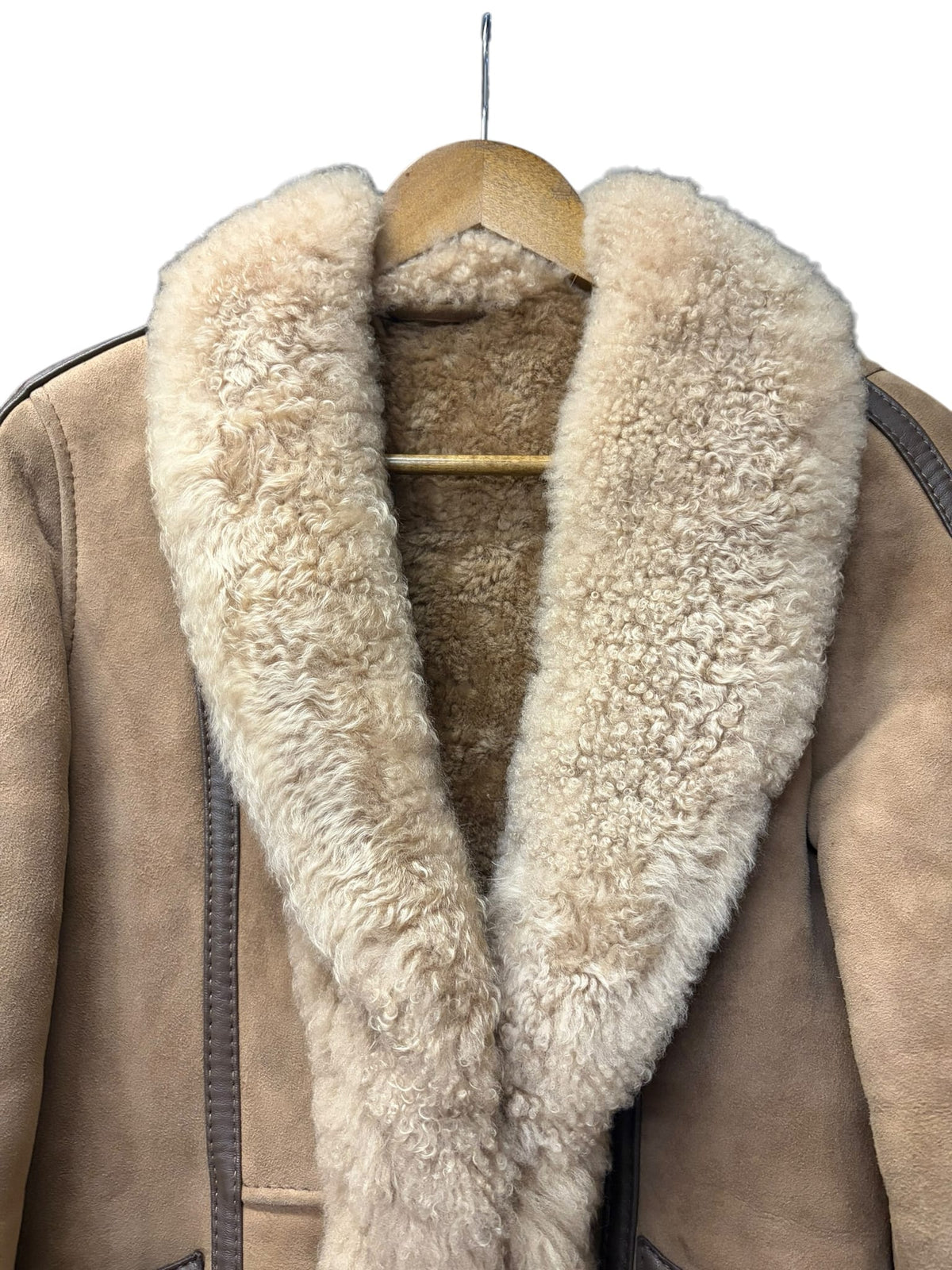 Vintage Brown Shearling Welt Pocket Jacket