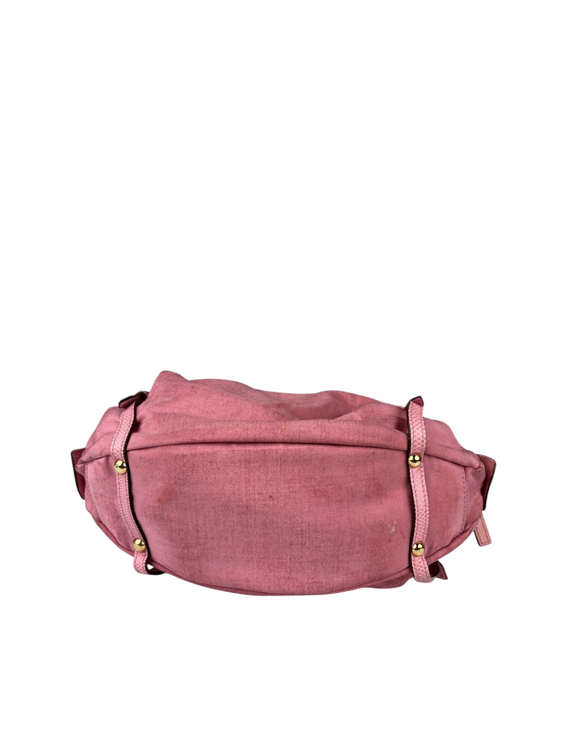 Salvatore Ferragamo Pink Nylon/Leather Bowler Bag