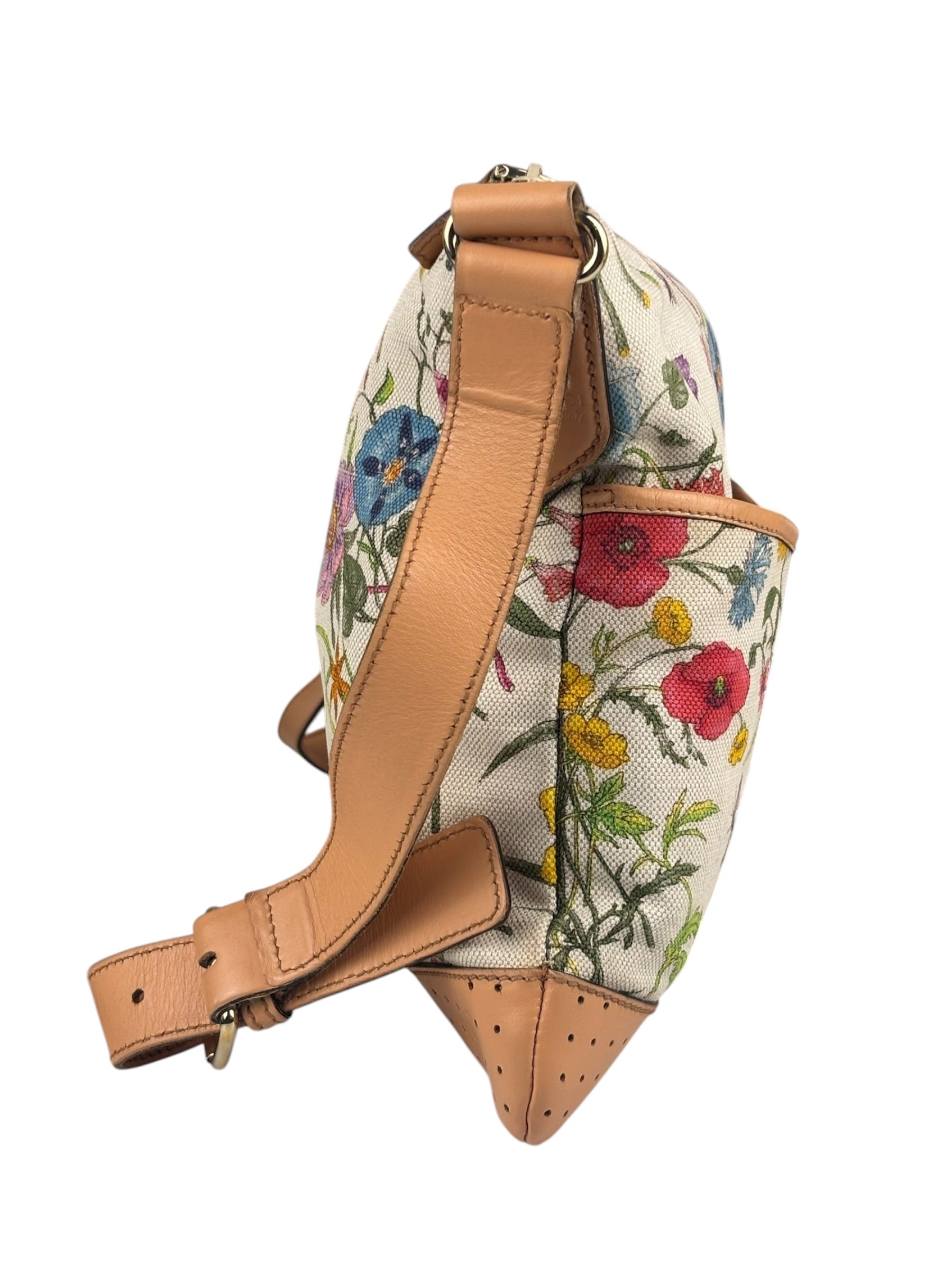Gucci Vintage Leather/Canvas Blooms Crossbody