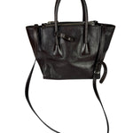 Prada Dark Brown Calf Leather Glace Twin-Pocket Tote