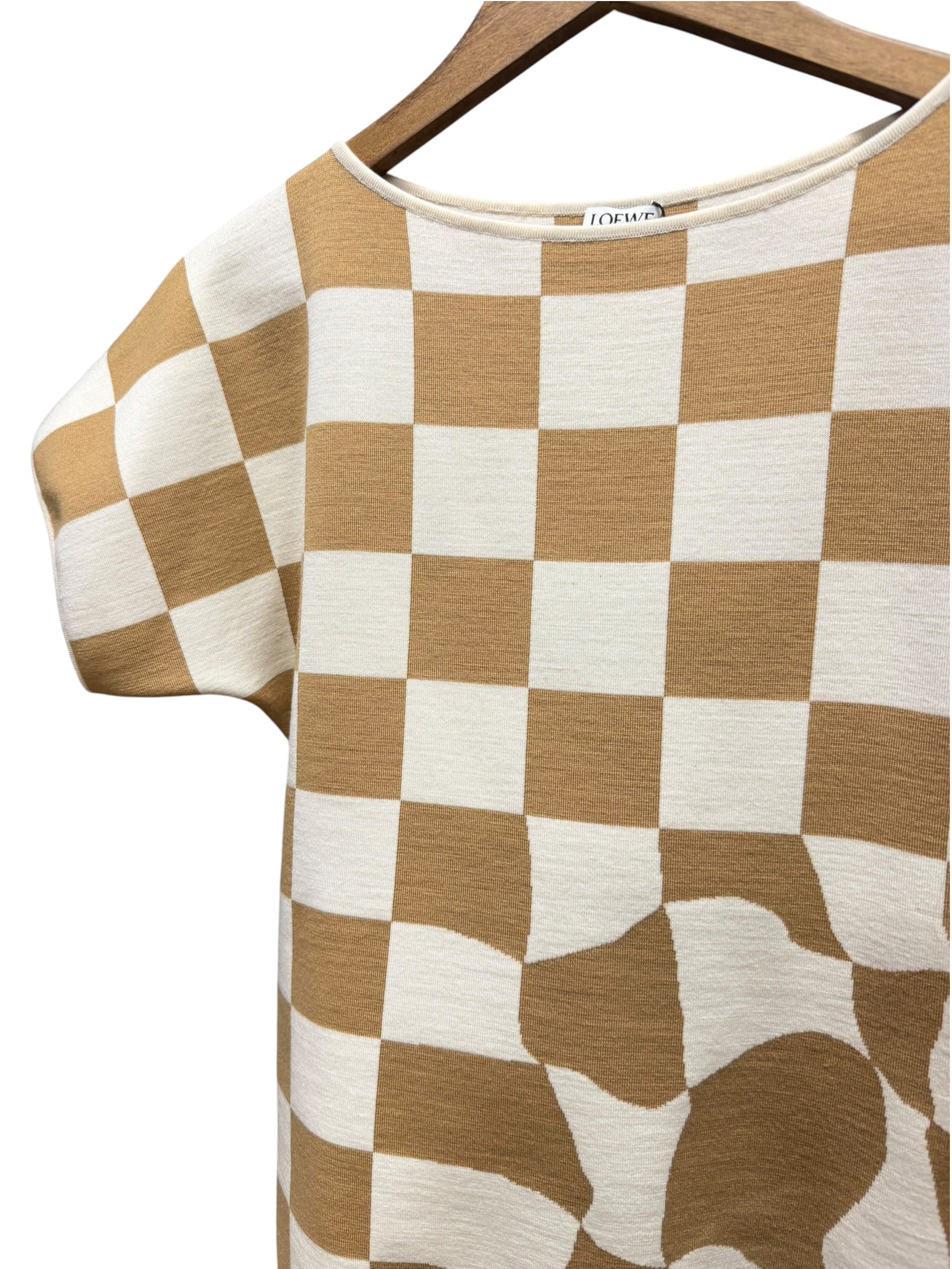 Loewe Wool Checkered Brown/Ivory Top