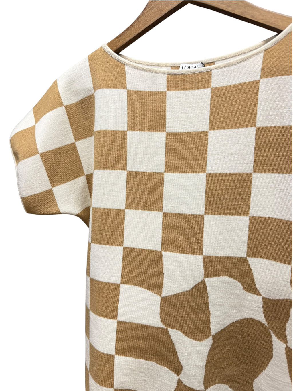 Loewe Wool Checkered Brown/Ivory Top