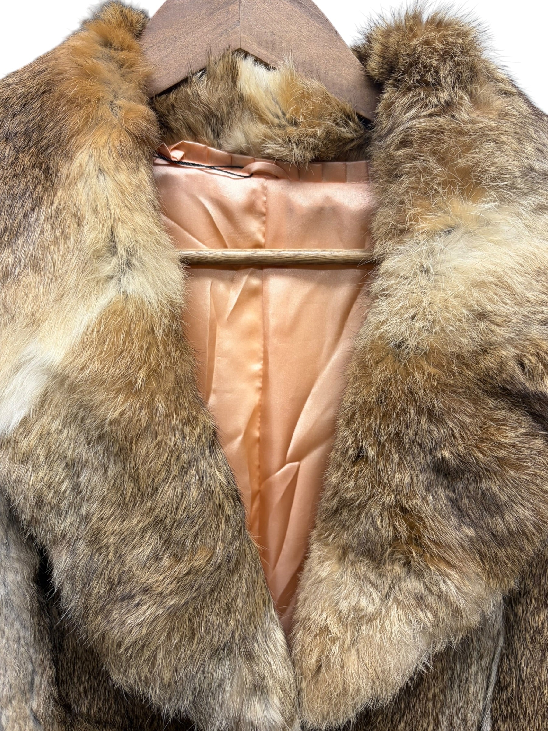 Vintage Warm Tan & Beige Rabbit Fur Coat