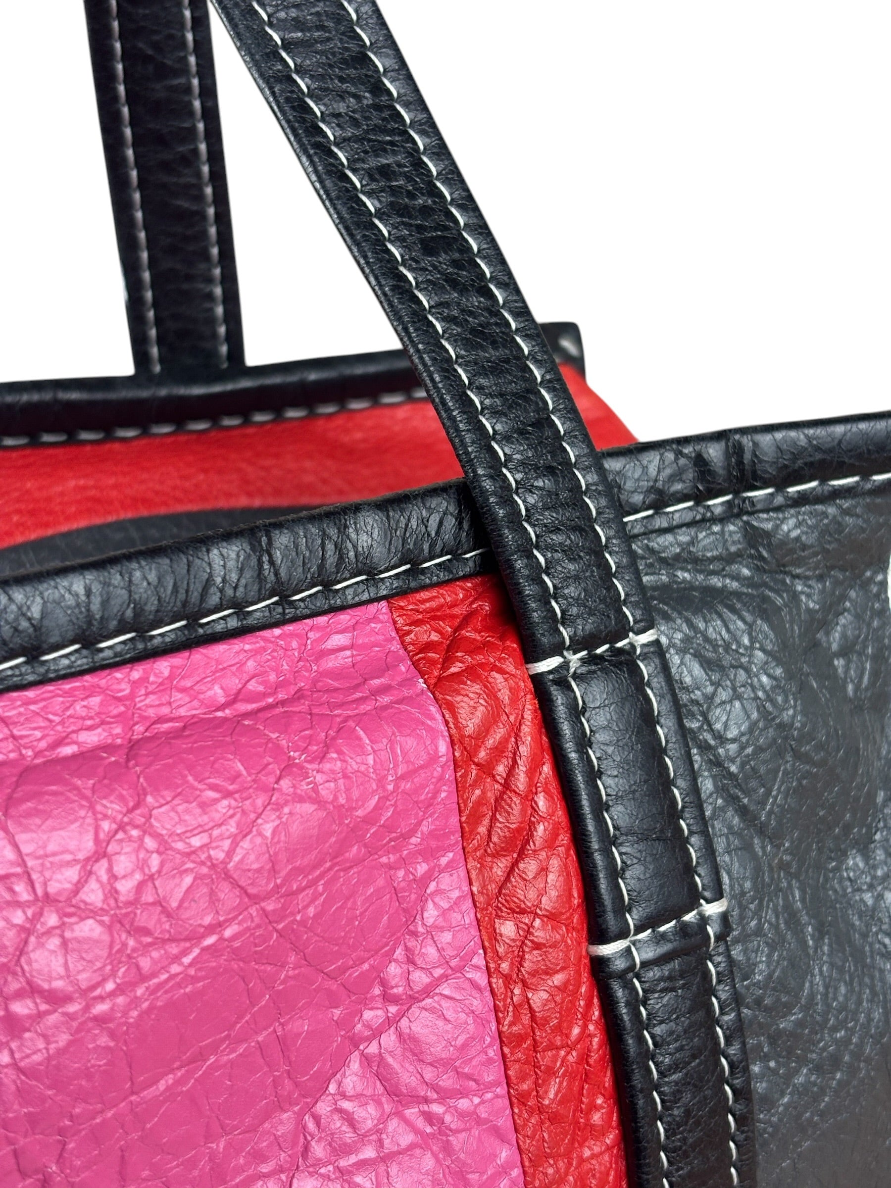 Balenciaga Multi-Color Vertical Stripe Bazar Shopper Two-Way Bag