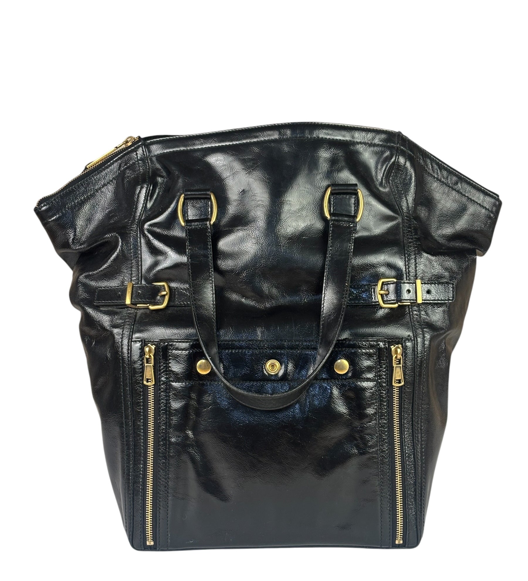 Yves Saint Laurent Black Patent Leather Downtown Tote