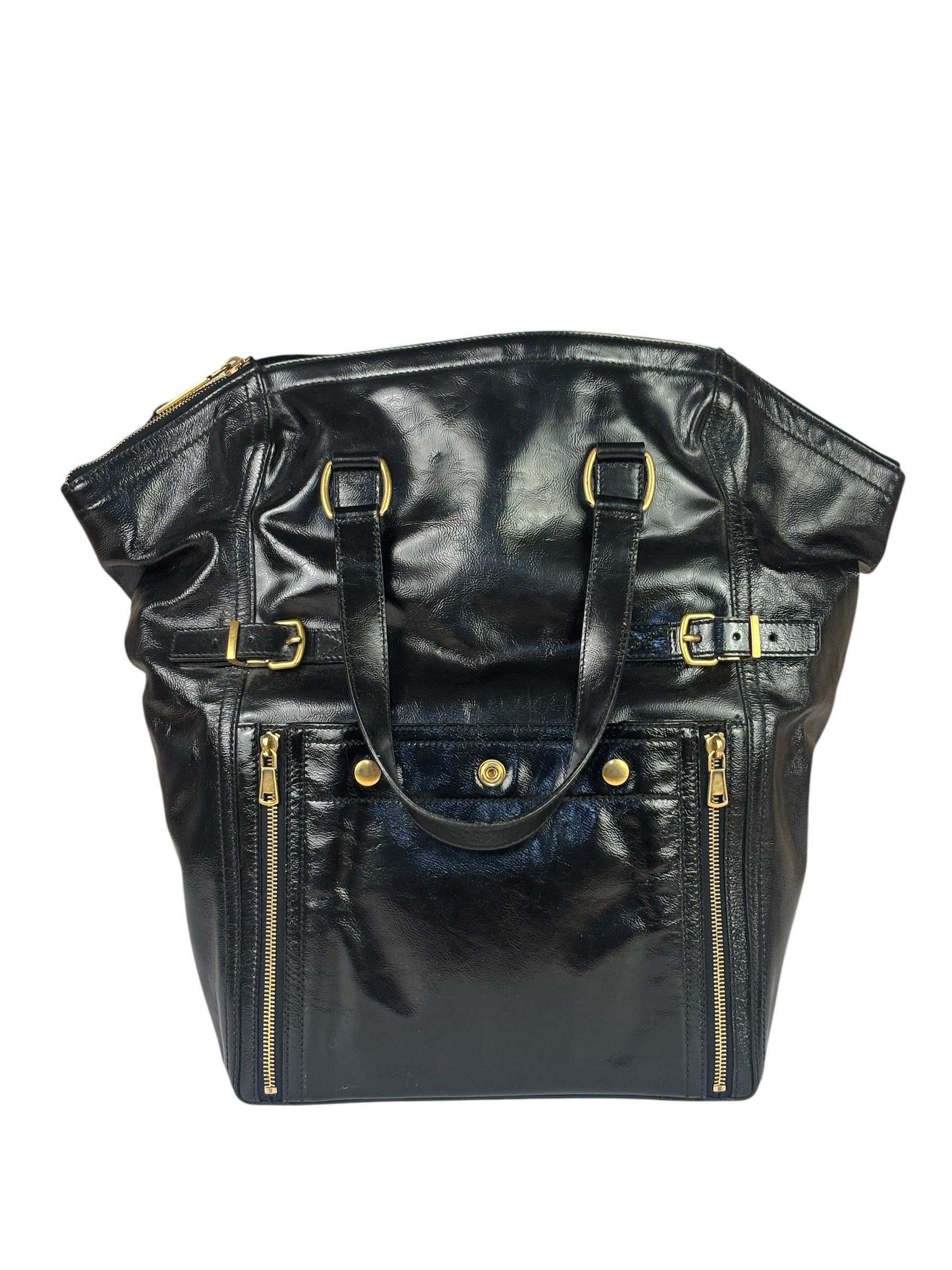 Yves Saint Laurent Black Patent Leather Downtown Tote