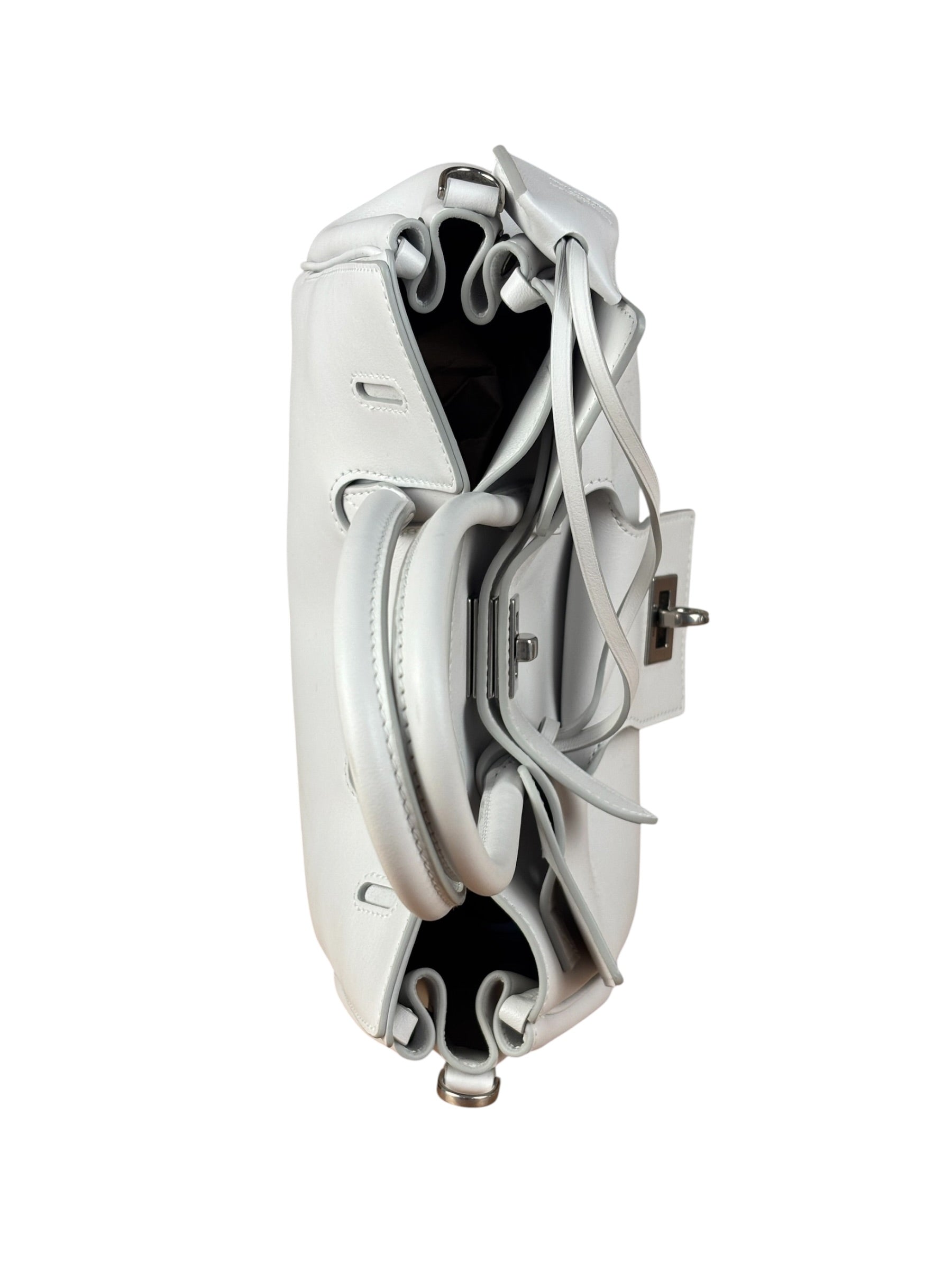 Balenciaga White Leather Bel Air Carry All Handbag
