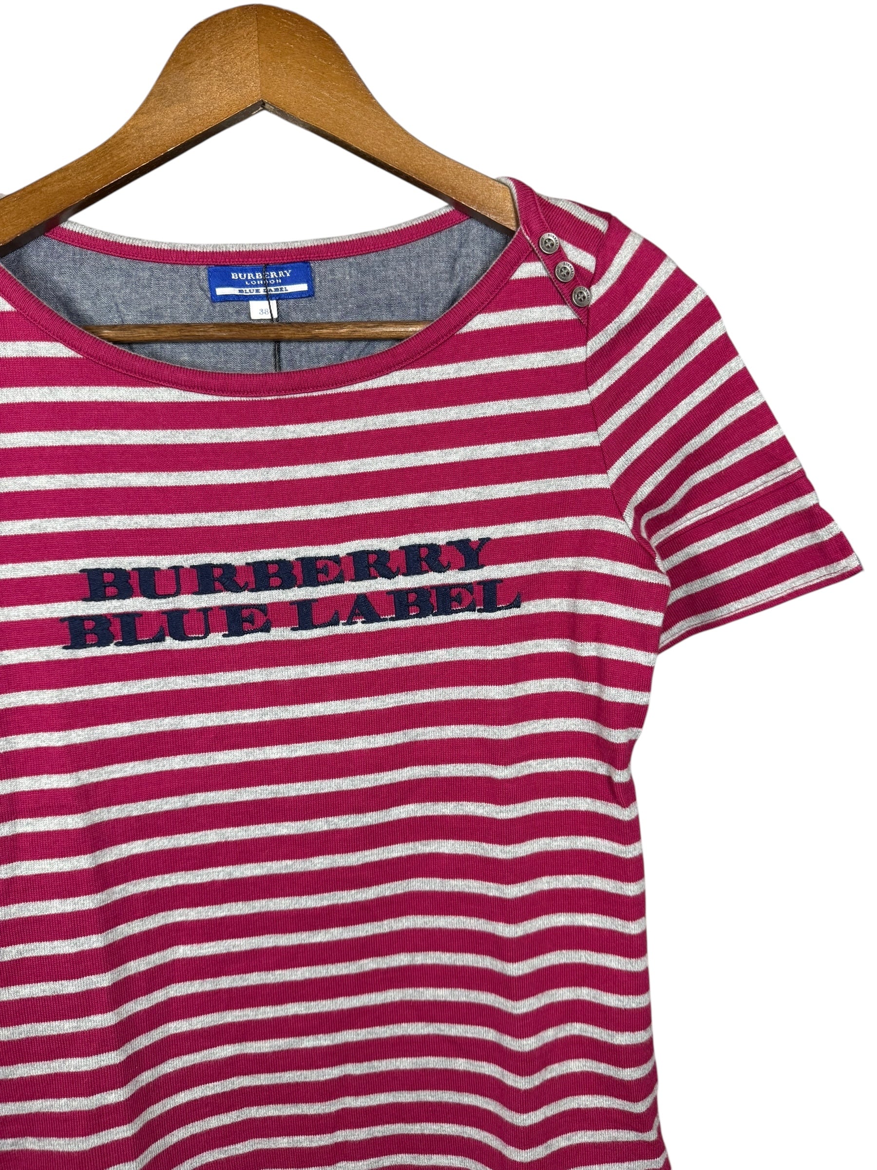 Burberry Blue Label Striped Logo Top