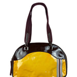 Prada Vintage Yellow/Burgundy Patent Leather Bowler Shoulder Bag