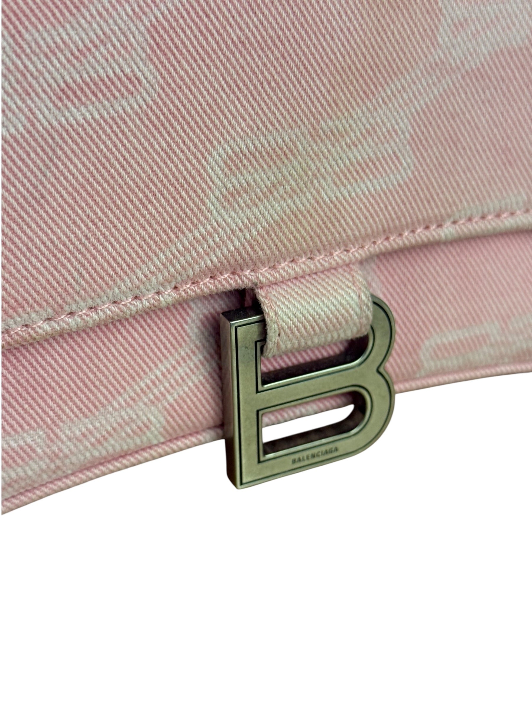 Balenciaga Pink Denim Small Hourglass 2Way Handbag