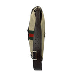 Gucci Brown/Beige Leather Trim Reins Canvas Web Hobo Bag