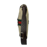 Gucci Brown/Beige Leather Trim Reins Canvas Web Hobo Bag