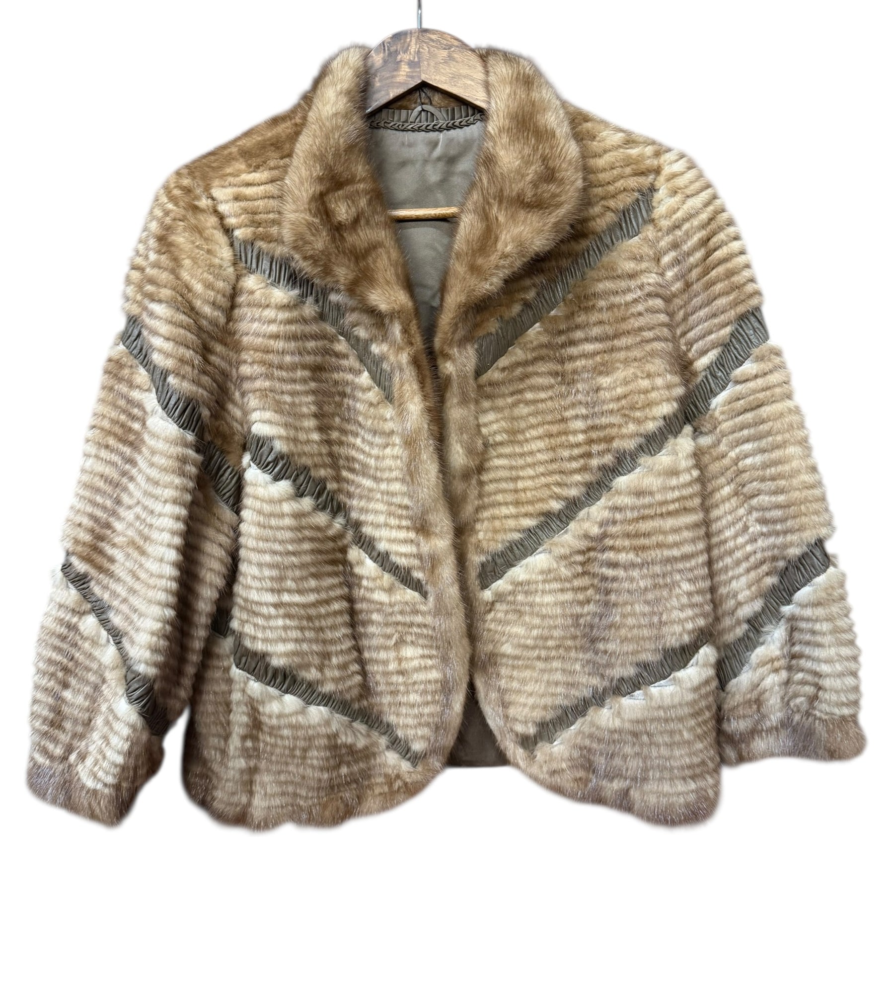 Vintage Brown Leather Lined Fur Coat