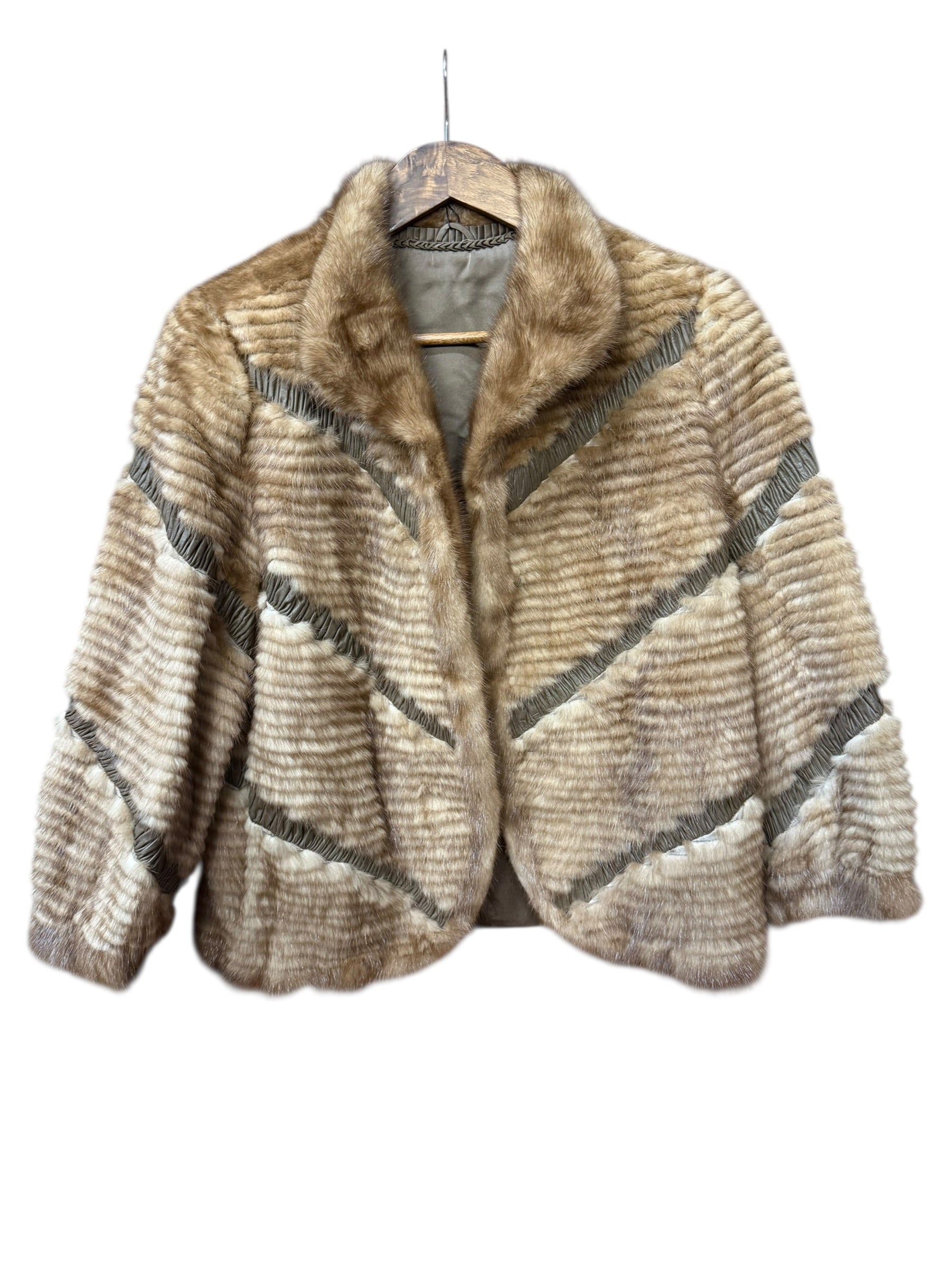 Vintage Brown Leather Lined Fur Coat