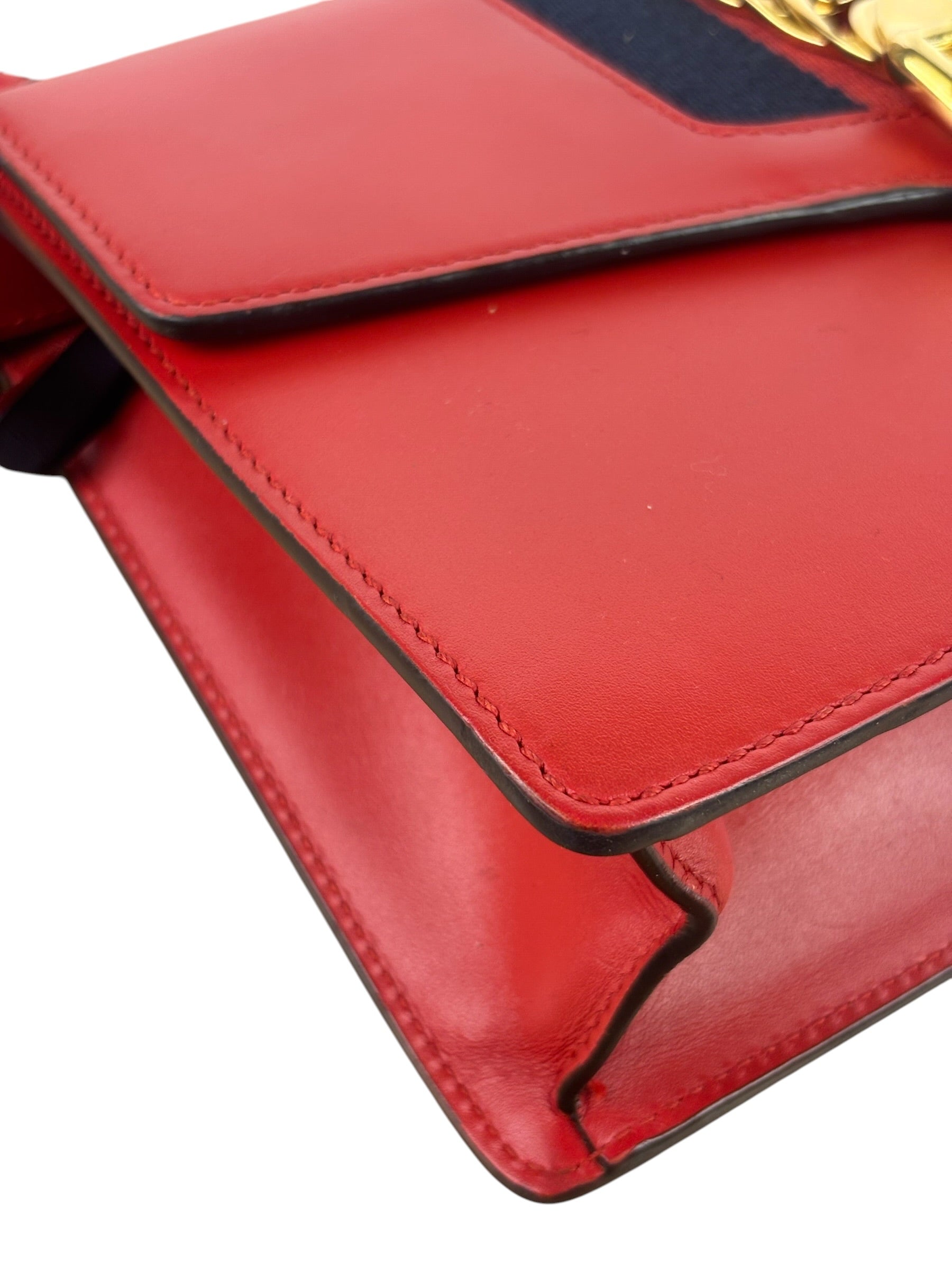 Gucci Red Leather Sylvie Shoulder Bag