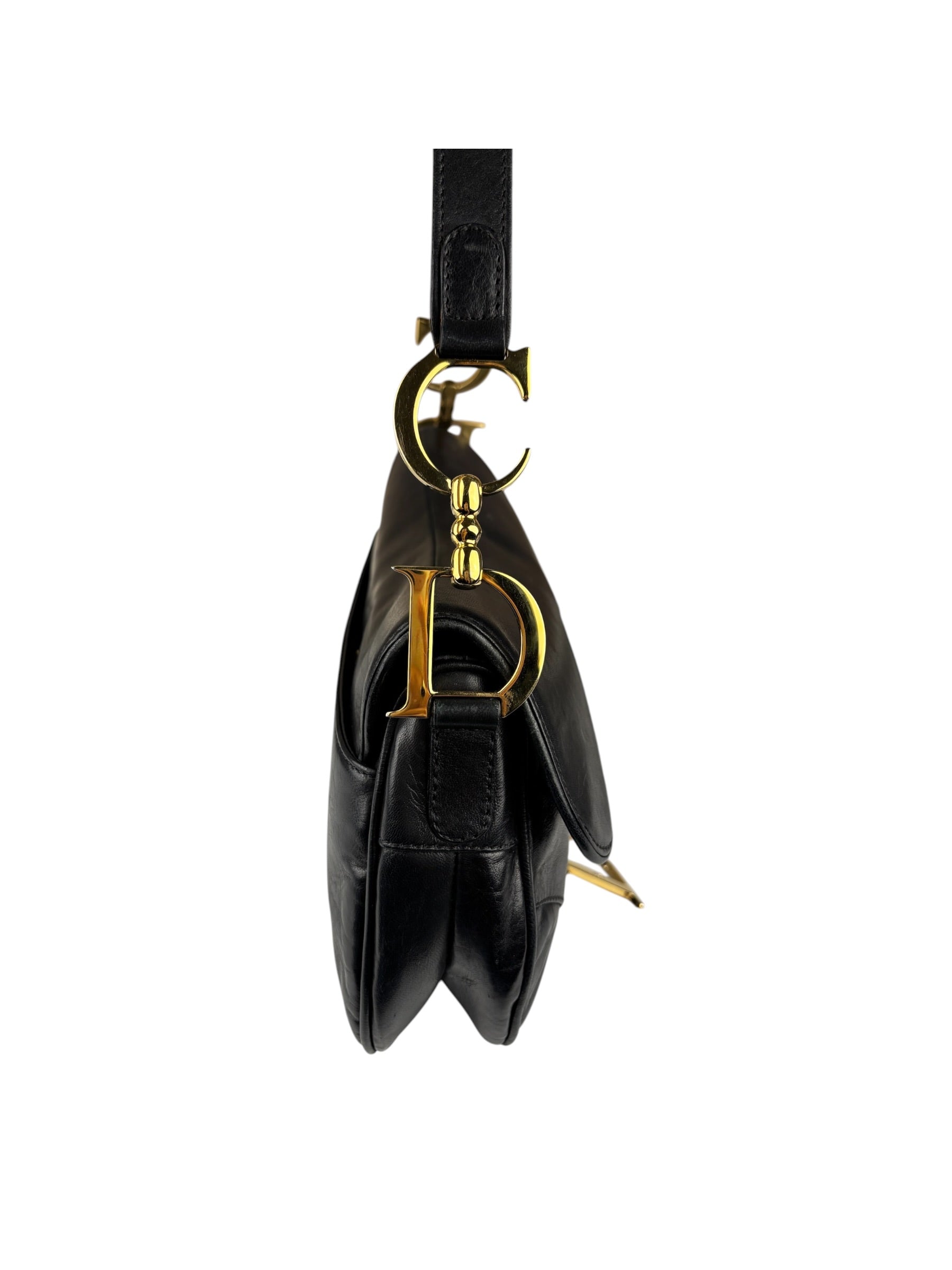 Christian Dior Black Calfskin Saddle Shoulder Bag