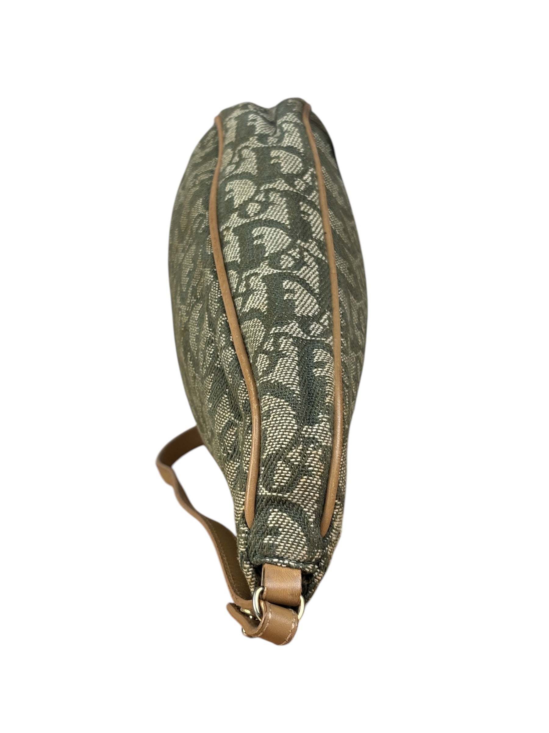 Christian Dior Vintage Olive Green Oblique Saddle Pochette