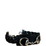 Gucci Black Braided Leather Horsebit Bracelet