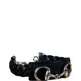 Gucci Black Braided Leather Horsebit Bracelet