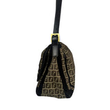 Fendi Black Trim Zucca Mamma Baguette