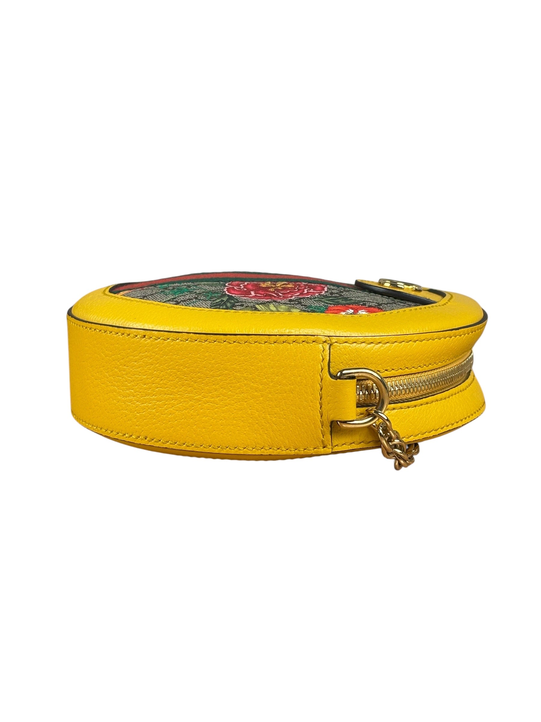 Gucci Ophidia Yellow GG Flora Round Shoulder Bag