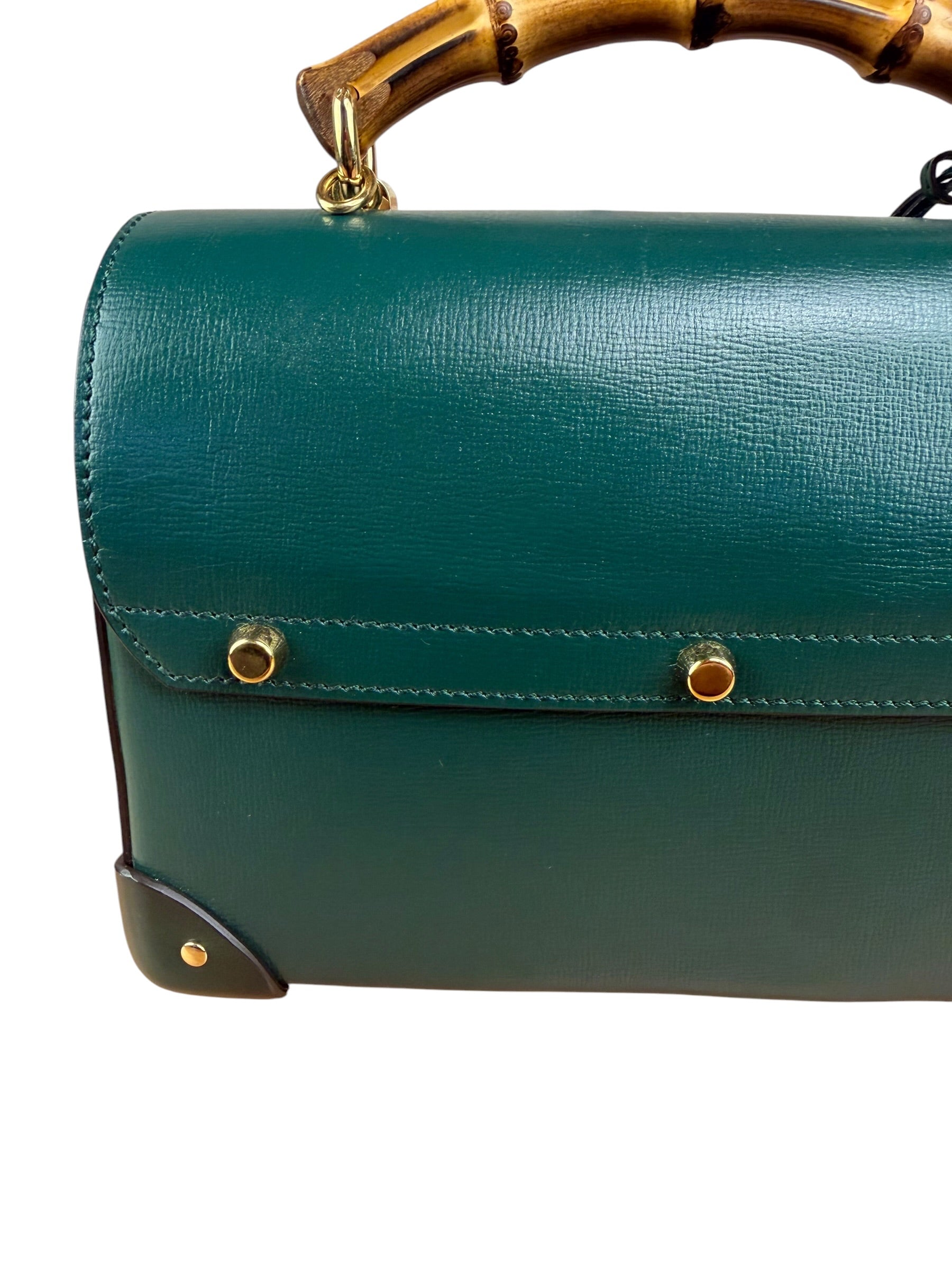 Gucci Green Padlock Bamboo Handle Handbag