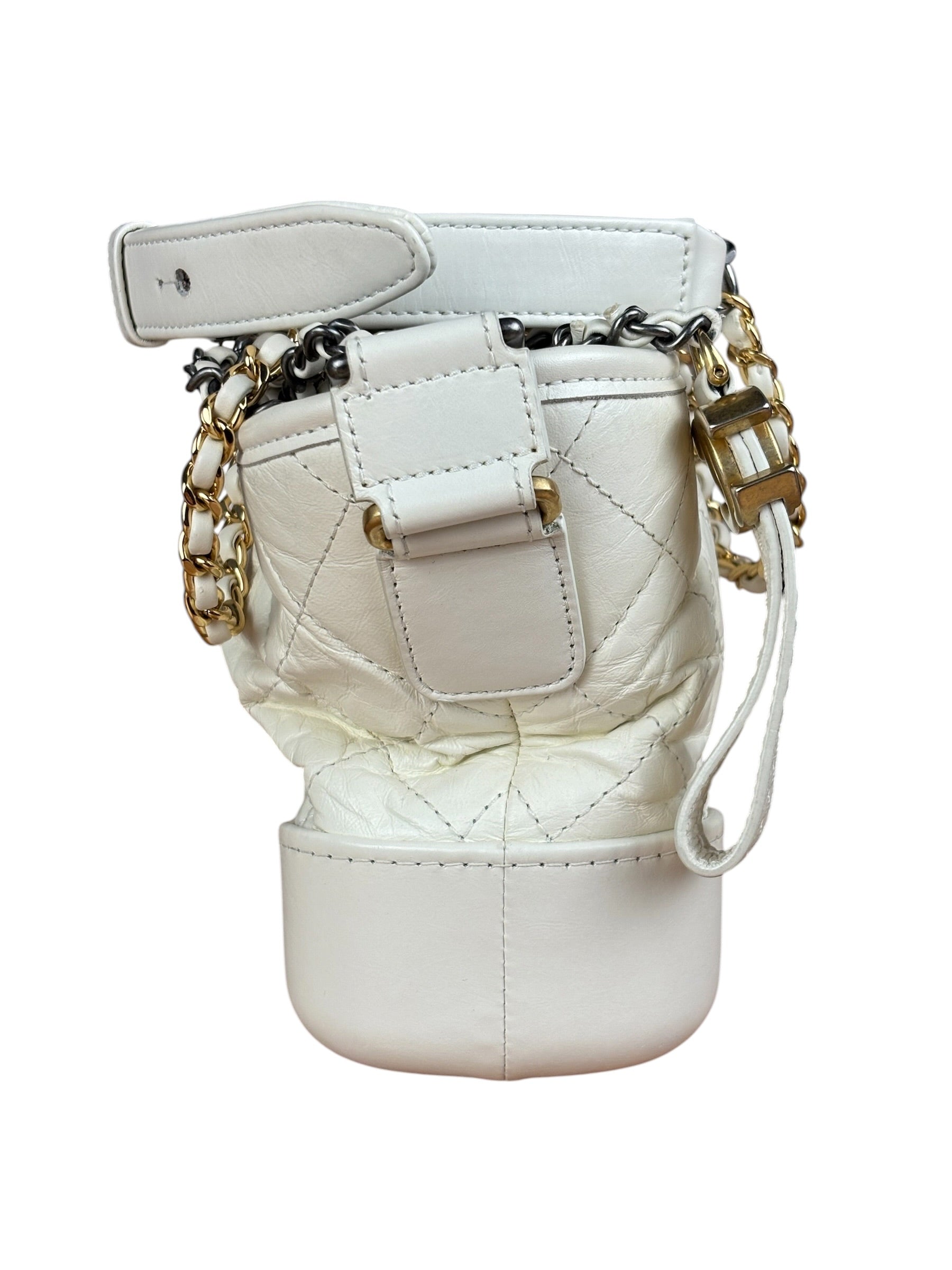 Chanel White Quilted Leather Small Gabrielle Hobo Bag 2019