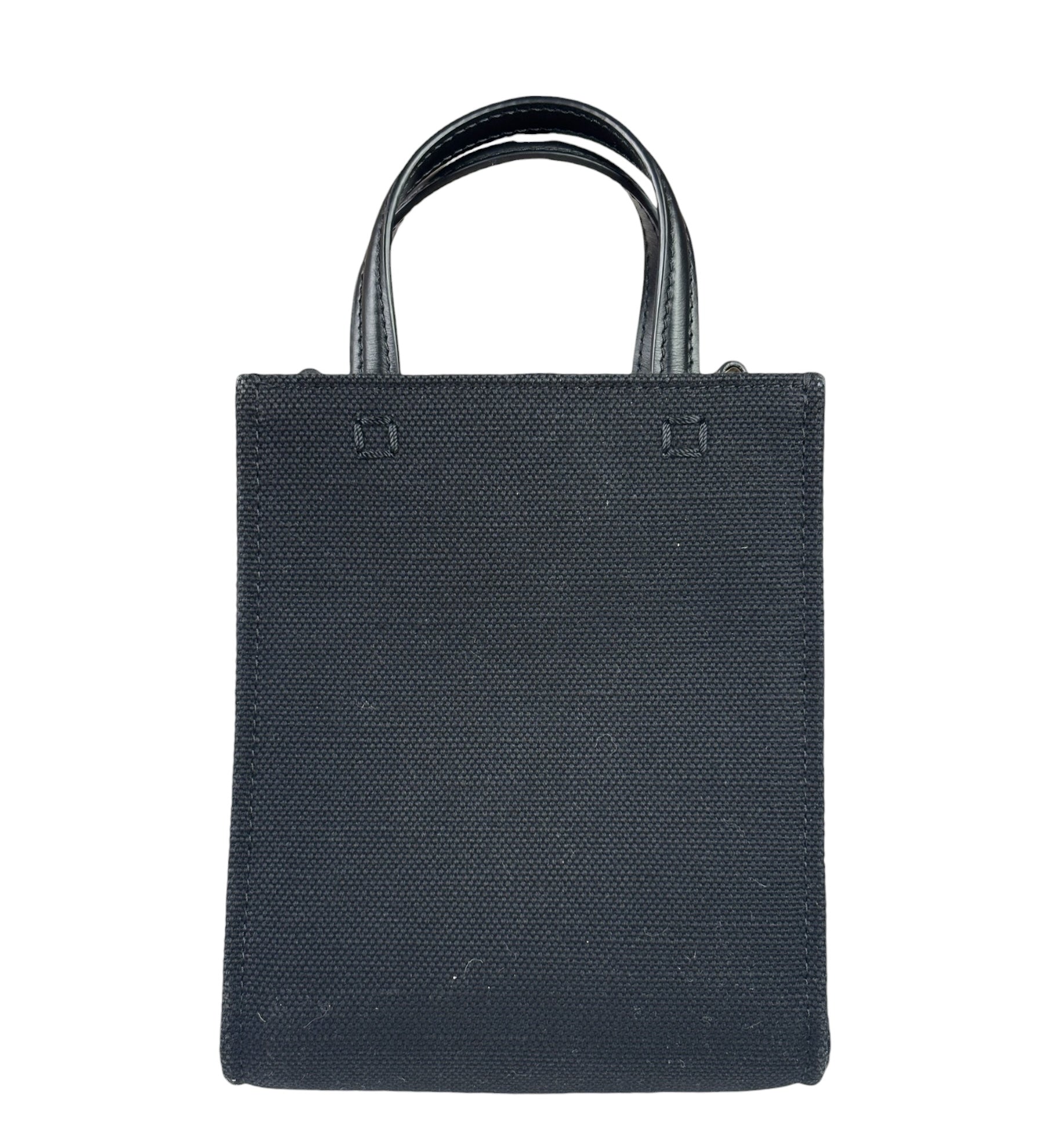 Givenchy Black Leather Trim Mini Logo Printed Tote
