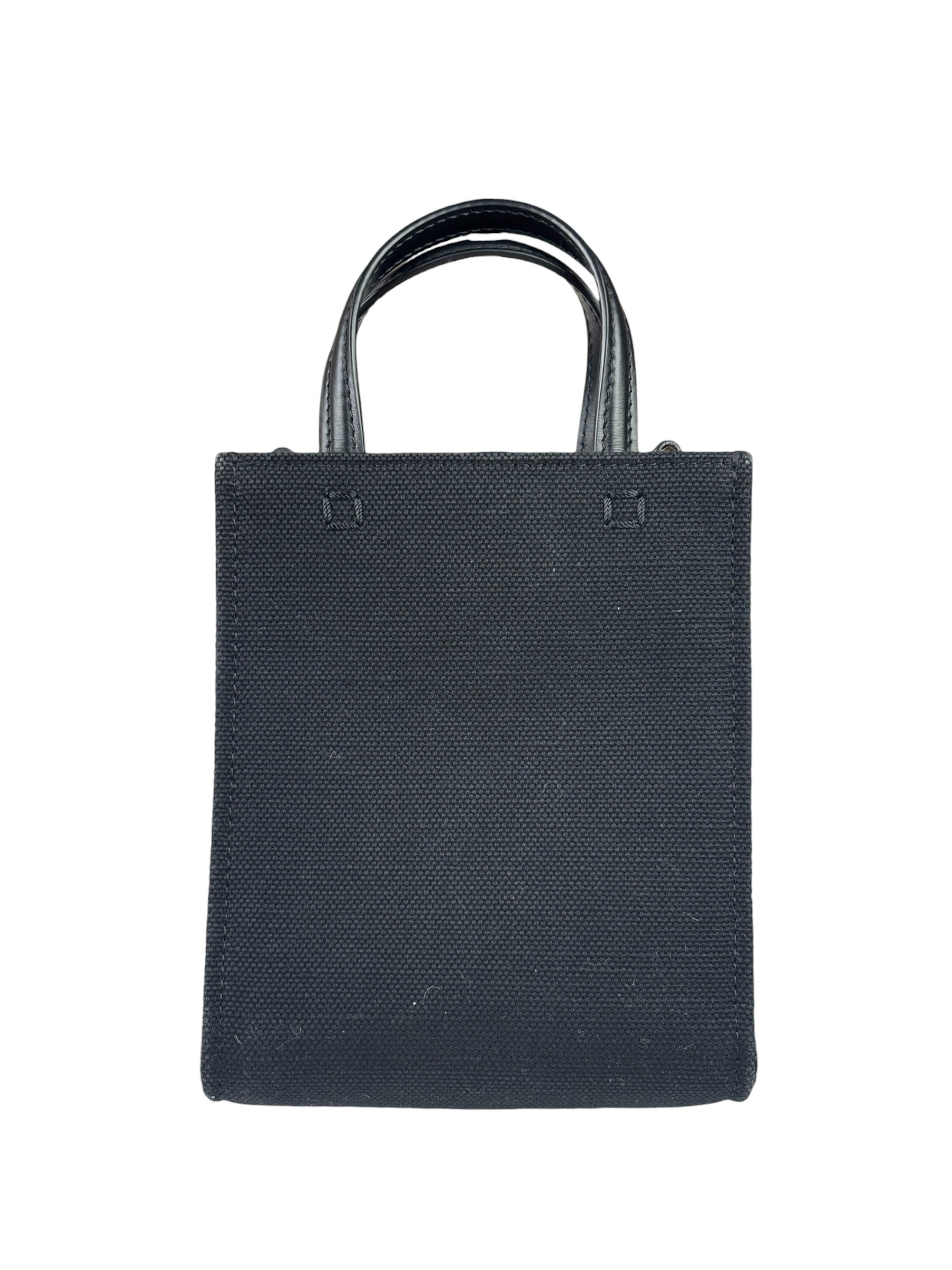 Givenchy Black Leather Trim Mini Logo Printed Tote