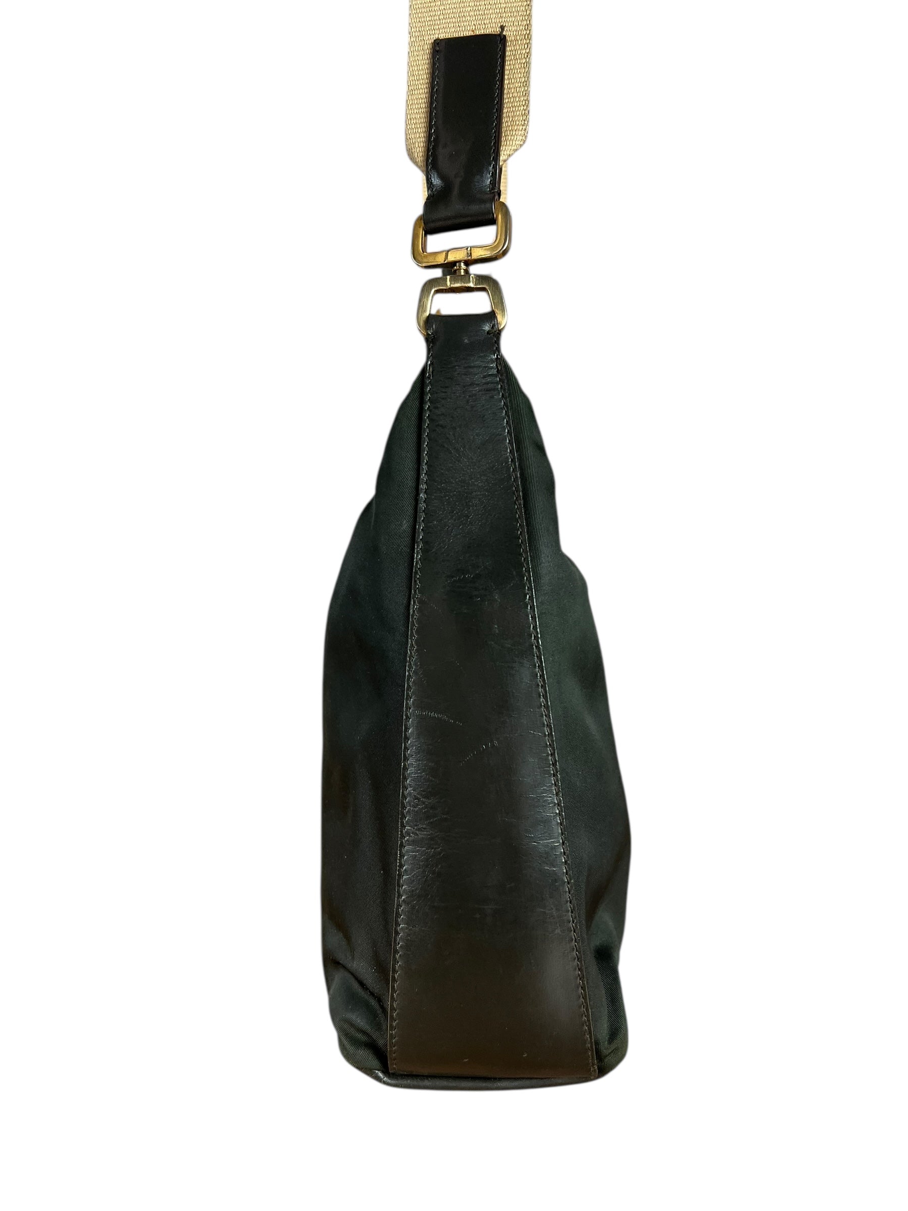 Prada Shoulder Bag Green Canvas Strap