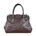 Prada Brown Leather Madras Cerniera Doctor Handbag