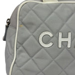 Chanel Grey Quilted Leather Trim Bowling Bag 2000