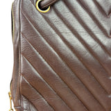 Chanel Burgundy Leather V Stitch Shoulder Bag 1990's