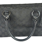 Gucci Black Leather Trim GG Top Handle Bag