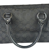 Gucci Black Leather Trim GG Top Handle Bag
