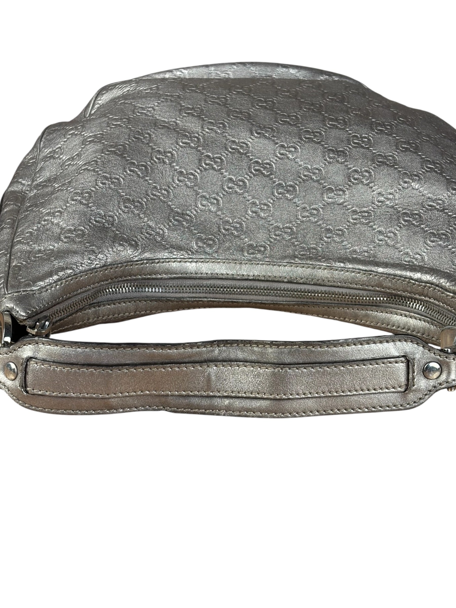 Gucci Vintage GG Metallic Leather Hobo Shoulder Bag