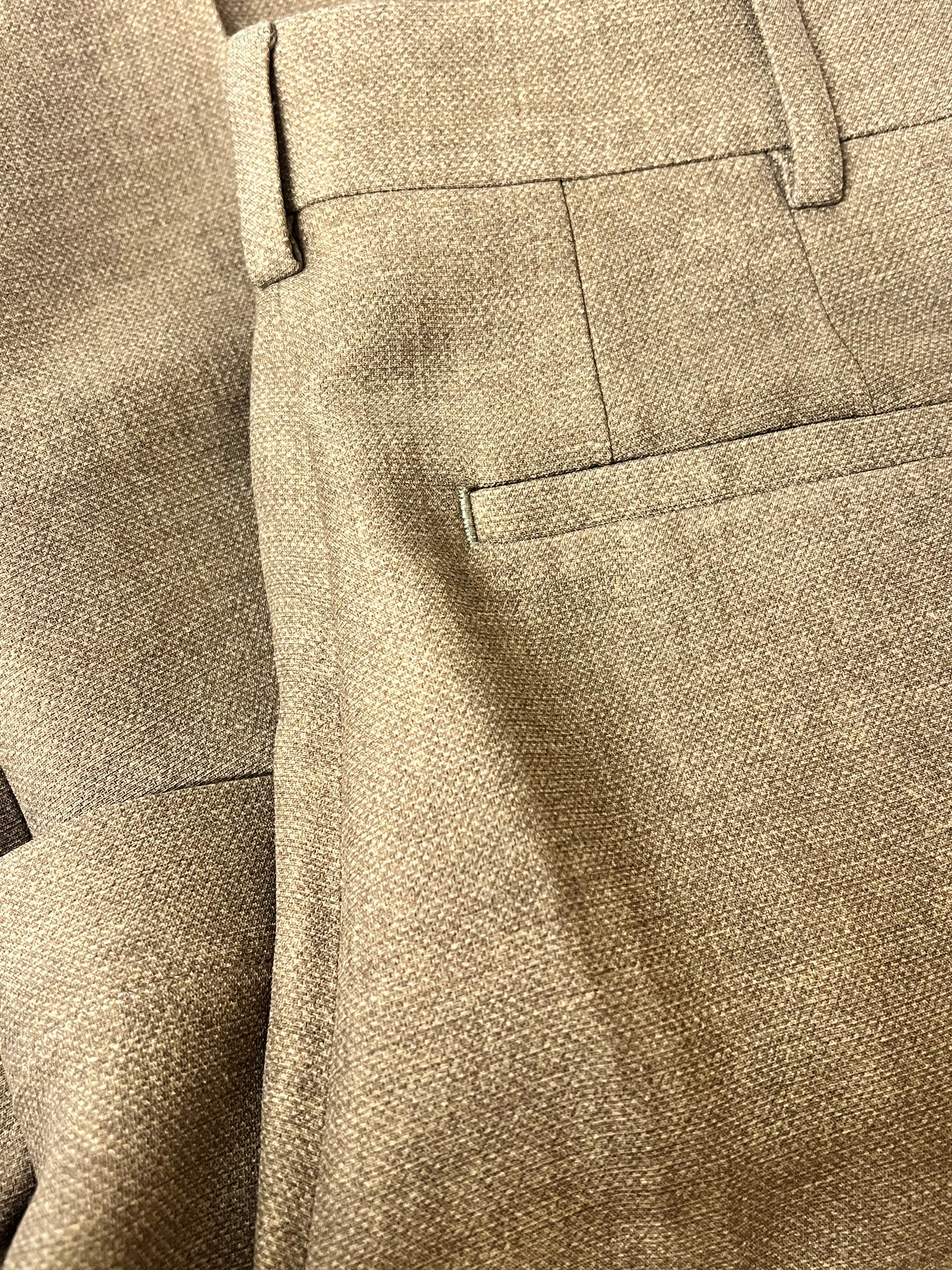 Fendi Wool Dark Beige Stripe Pleated Pants