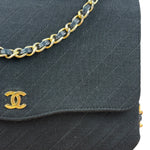 Chanel Vintage Black Cotton Quilted Flap Bag