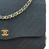 Chanel Vintage Black Cotton Quilted Flap Bag