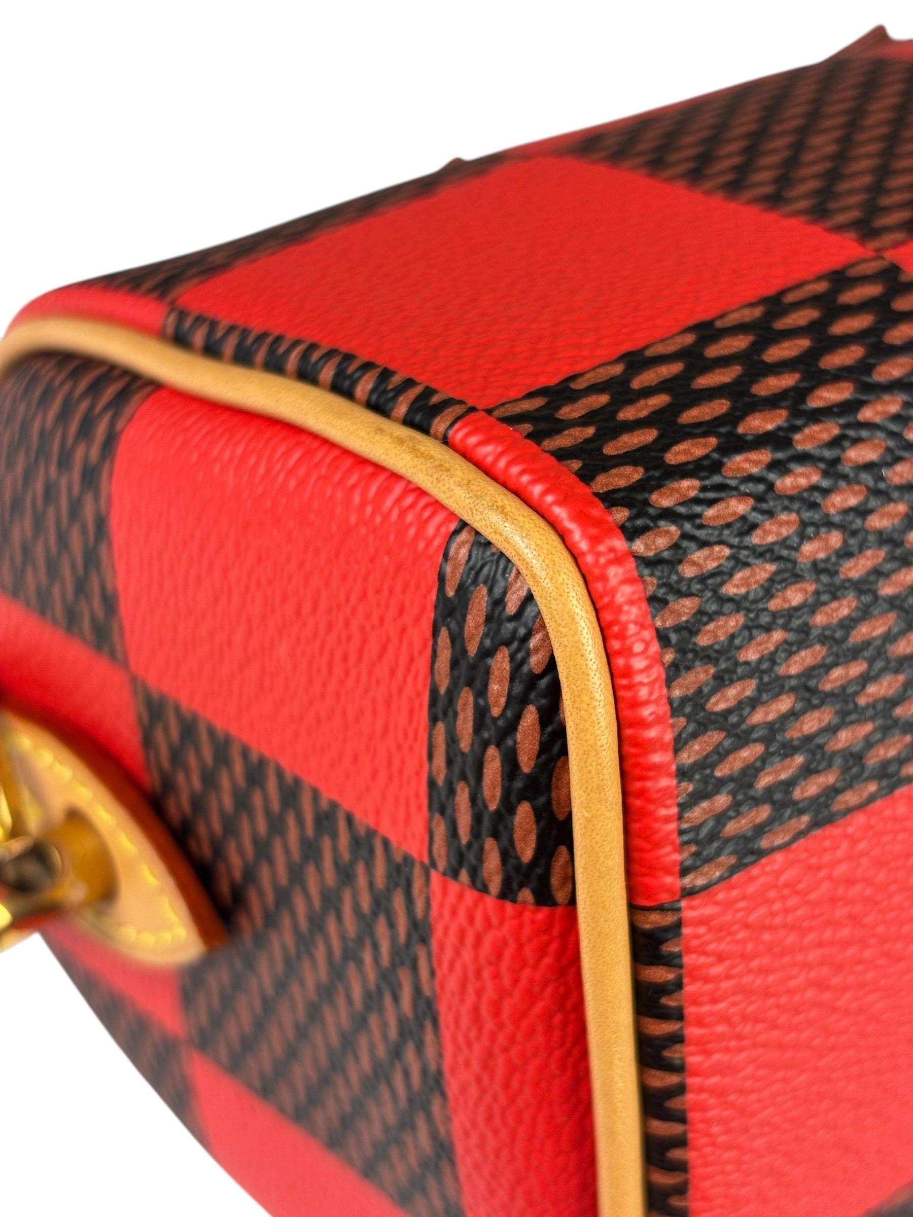 Louis Vuitton Red Pop Damier Nano Speedy Bandouliere Two-Way Bag