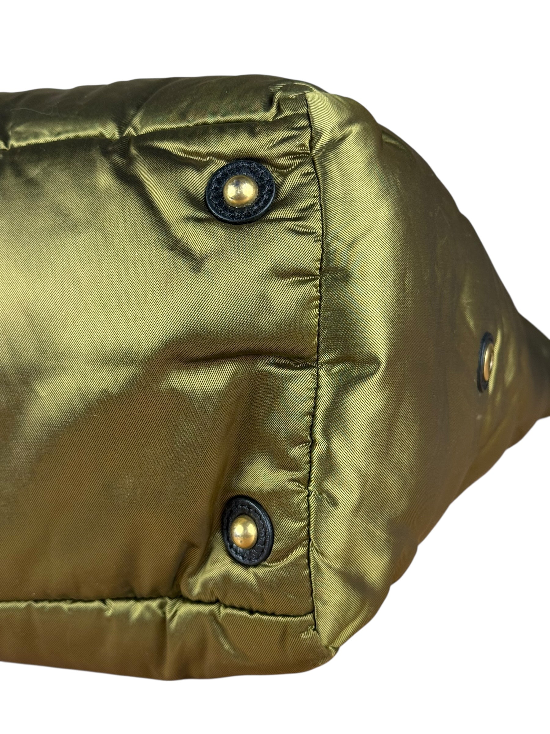 Celine Vintage Green Nylon Puffer Handbag