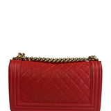 Chanel Red Quilted Caviar Boy Flap Bag 2019