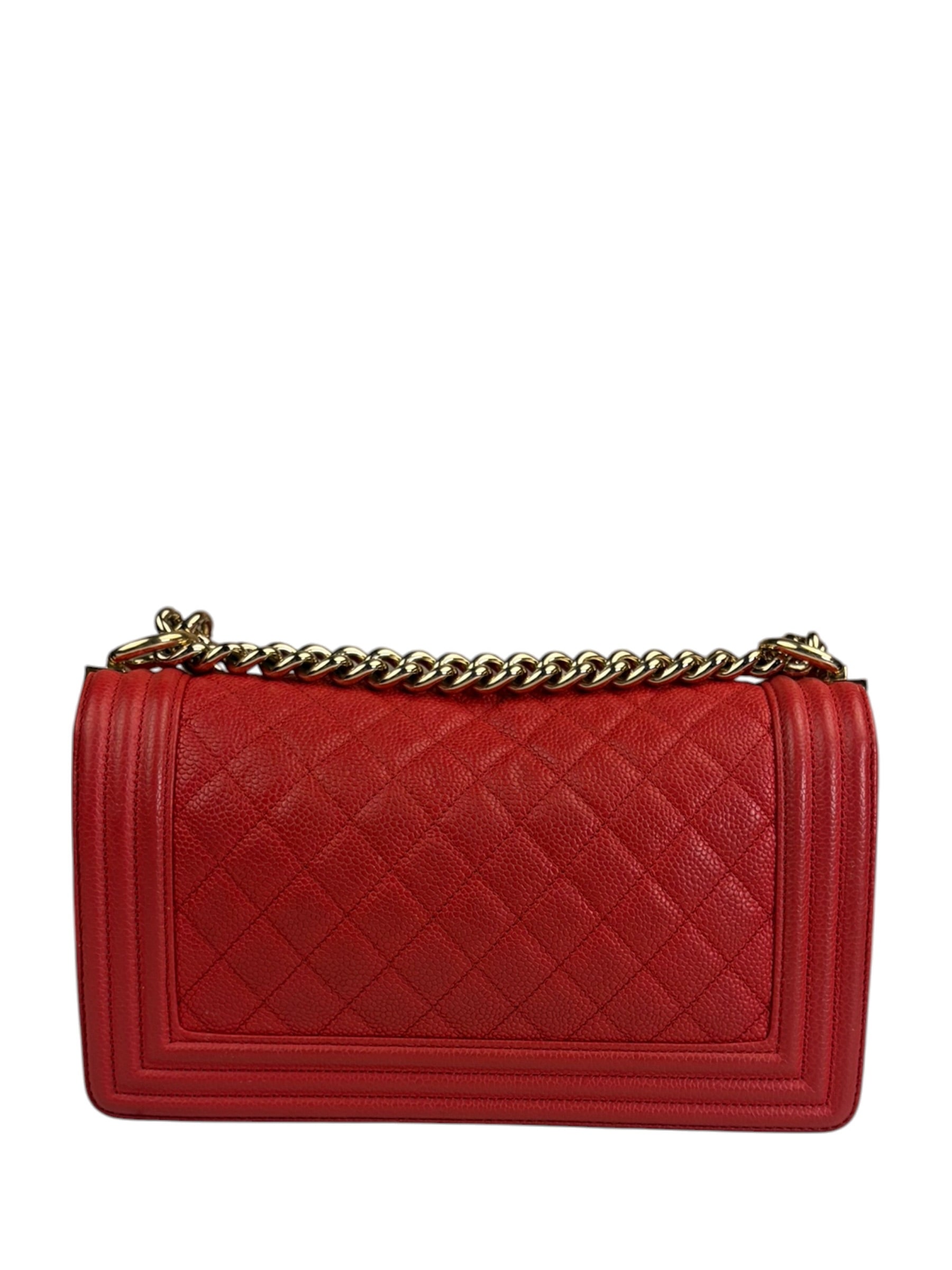 Chanel Red Quilted Caviar Boy Flap Bag 2019