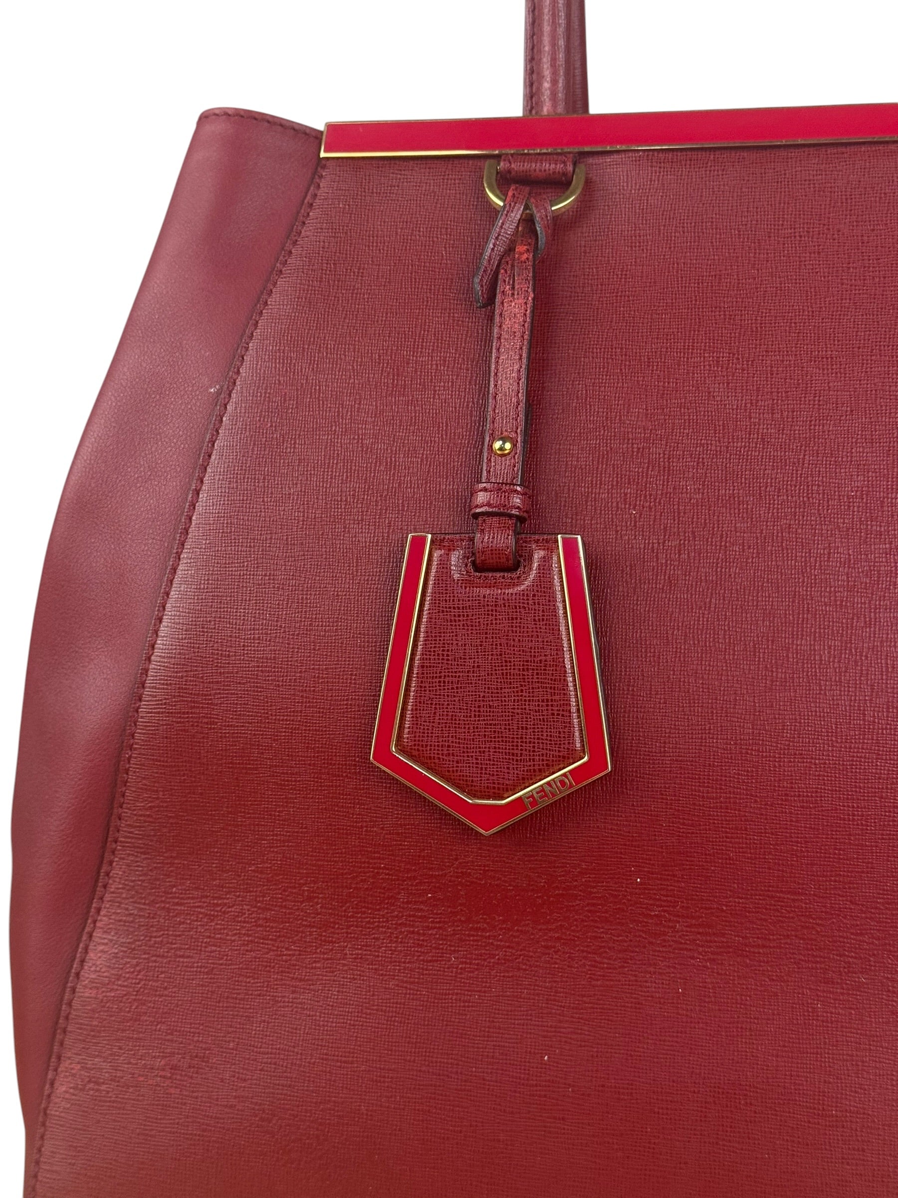 Fendi Red Leather 2Jours Handbag (Deterioration)